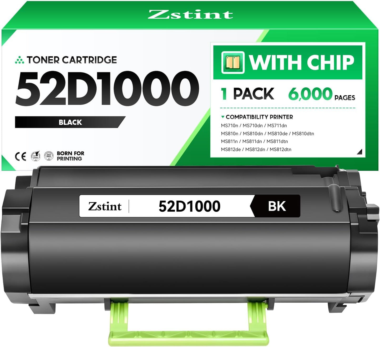 52D1000 Toner Cartridge Black with chip 1-Pack Replacement Compatible with Lexmark MS710n MS710dn MS711dn MS810n MS810dn MS810de MS810dtn MS811n MS811dn MS811dtn MS812de MS812dn MS812dtn Laser Printer