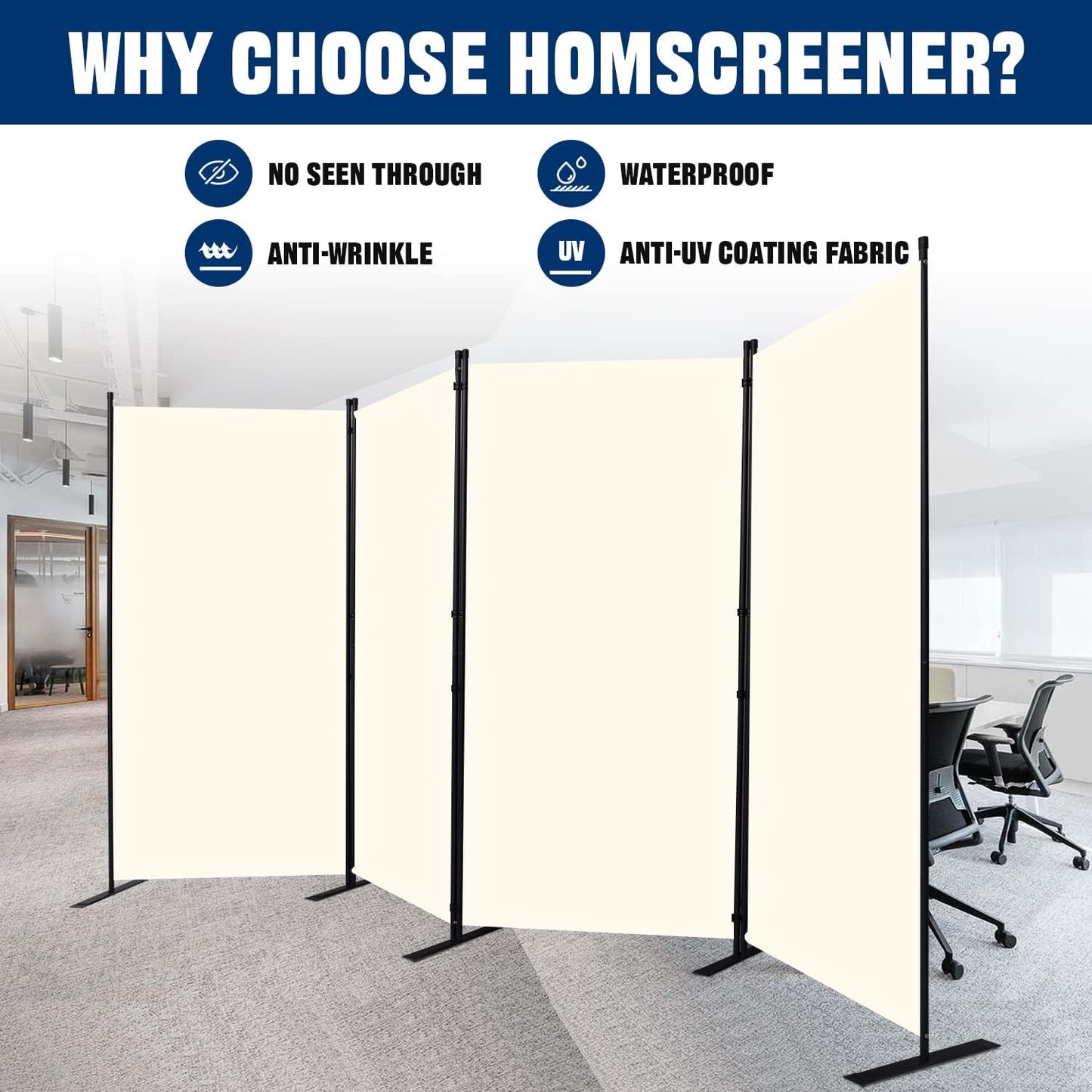 Room Divider 6FT Portable Room Dividers and Folding Privacy Screens, 136'' W Fabric Divider for Room Separation, 4 Panel Partition Room Dividers Freestanding Wall Divider Screen for Dorm Studio Office
