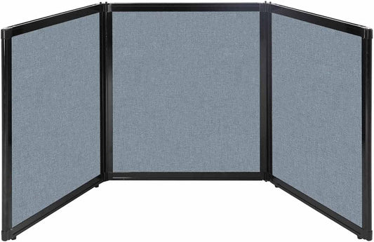 Versare Folding Tabletop Display | 3-Panel Partition | Lightweight Portable Workspace Divider | Powder Blue 99" x 36"