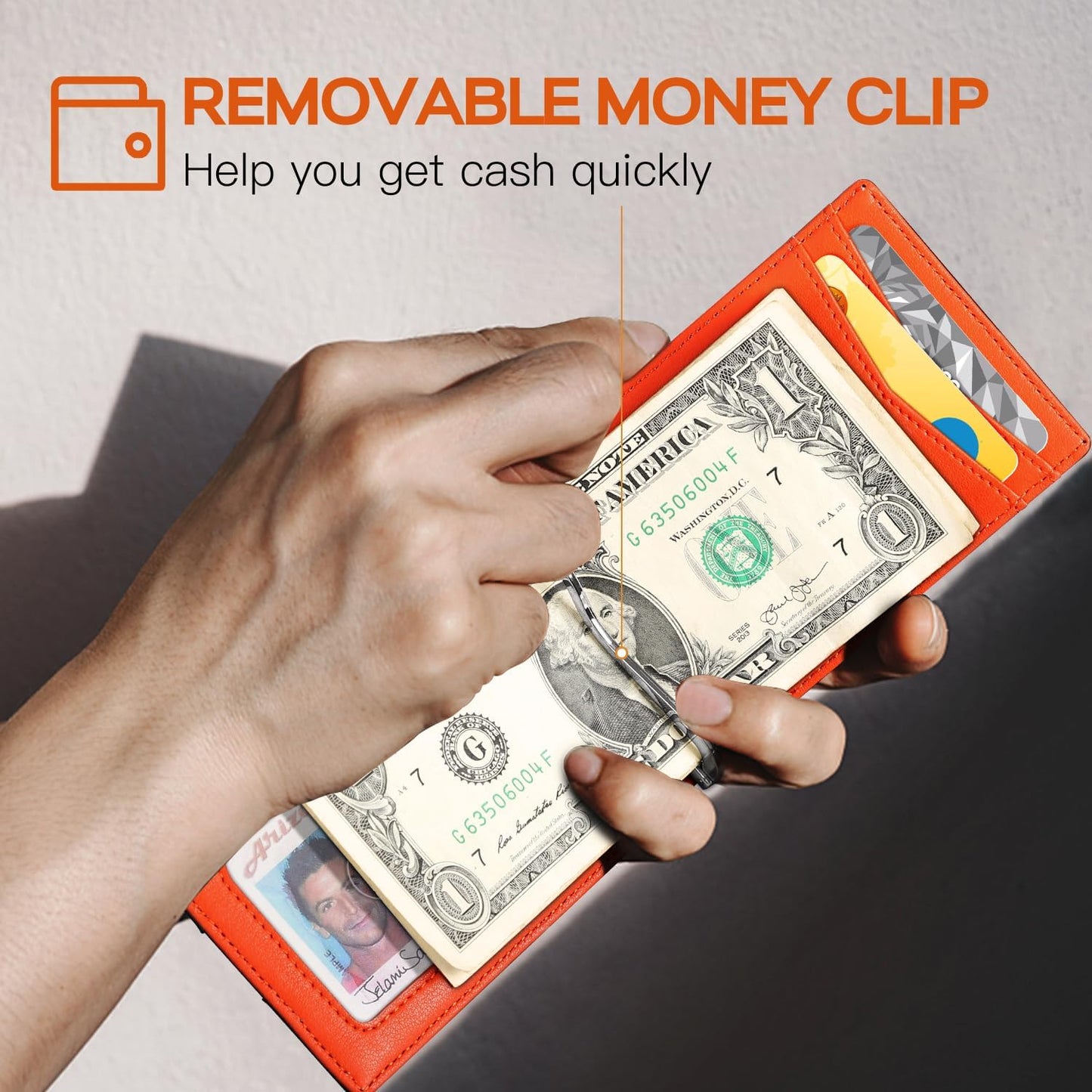 Slim Wallet for Men Genuine Leather RFID Blocking Bifold Minimalist Front Pocket Mens Wallet with Money Clip Thin Gift Box