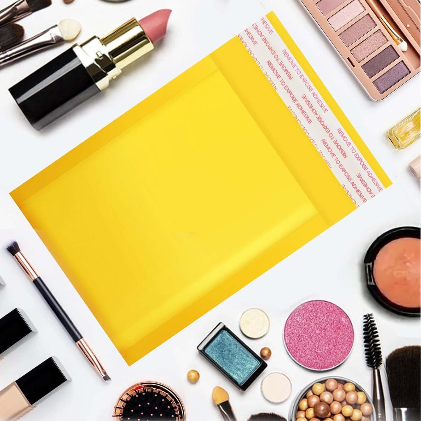 packbabol Kraft bubble mailers 3.5x5 Inch 50 Pack,Self-Sealing Paper Envelopes for Packaging,Strong Adhesion Envelope Mailers, Small Waterproof Cushioned Padded Shipping Bags Yellow #0000