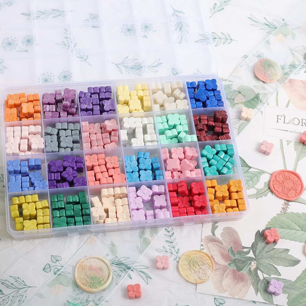 24 Colors Hydrangea Wax Seal Beads,Flower Sealing Wax Beads for Wax Seal Stamp, DIY Wax Seals,Decoration Envelopes Invitation Letters Gift Package (24 Color Flower Beads)