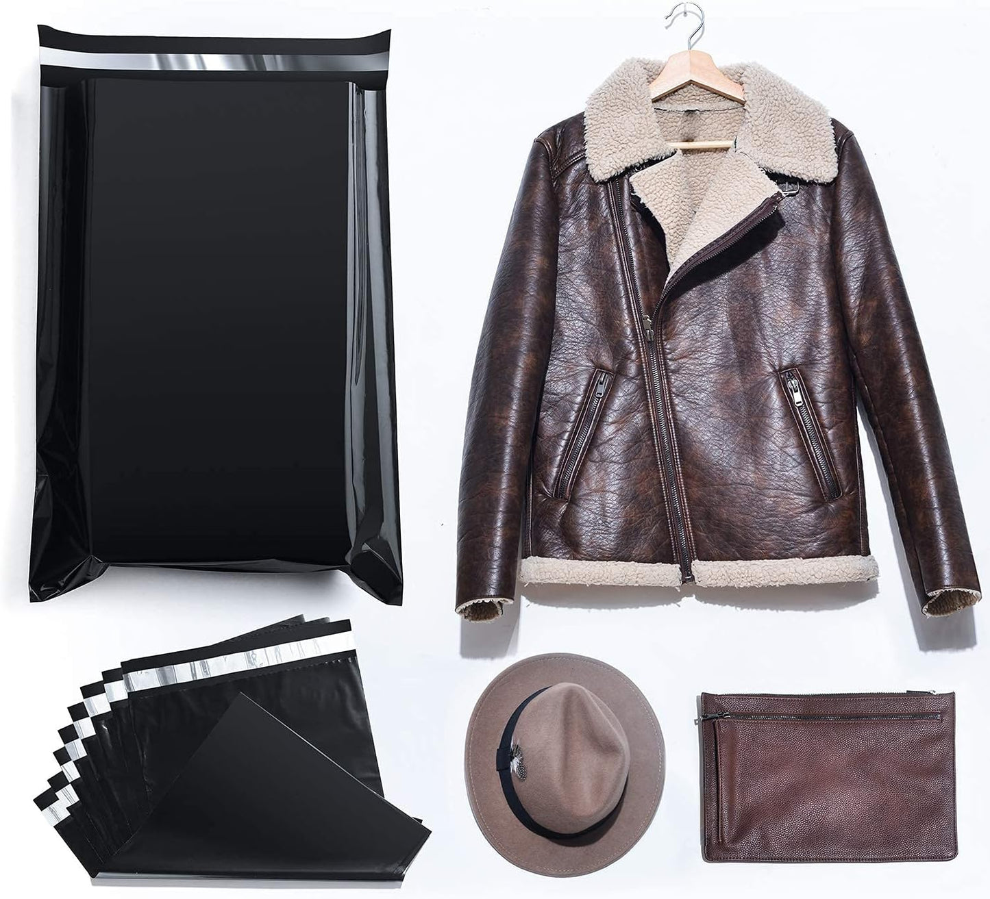 Fuxury Large Poly Mailers 24x24 Inch 300 Pcs, Bulk Shipping Bags for Clothing, Strong Adhesive Shipping Envelopes for Small Business Suppliers,Waterproof Mailers Poly Bags Mailing Envelopes Black