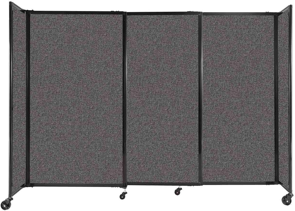 Versare Straightwall Sliding Portable Wall Partition | Freestanding Office Dividers | Locking Wheels | Temporary Room Separator | 7'2'' Wide x 5' Tall Charcoal Gray Fabric Panels