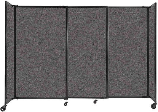 Versare Straightwall Sliding Portable Wall Partition | Freestanding Office Dividers | Locking Wheels | Temporary Room Separator | 7'2'' Wide x 5' Tall Charcoal Gray Fabric Panels