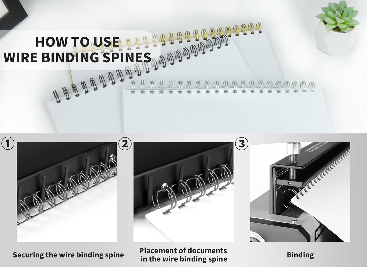 Rayson WR2119BK Wire Binding Spines, 2:1 Pitch Double Loop Binding Wires 3/4 Inch, 21-Loop Wire Ring Pack of 50 with Black