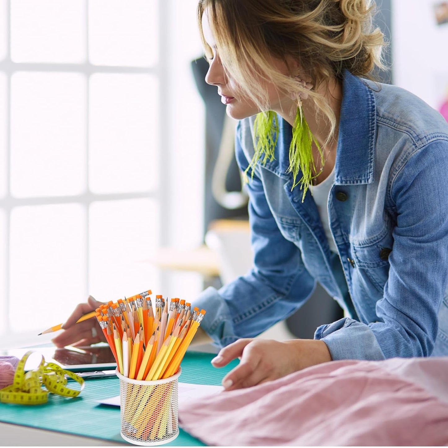 TecUnite 120 Pcs #2 HB Pencils with Eraser No 2 Unsharpened Wooden Hexagonal Pencils for Adults Gifts for School Exam art Learning Office Sketching(Orange Series)