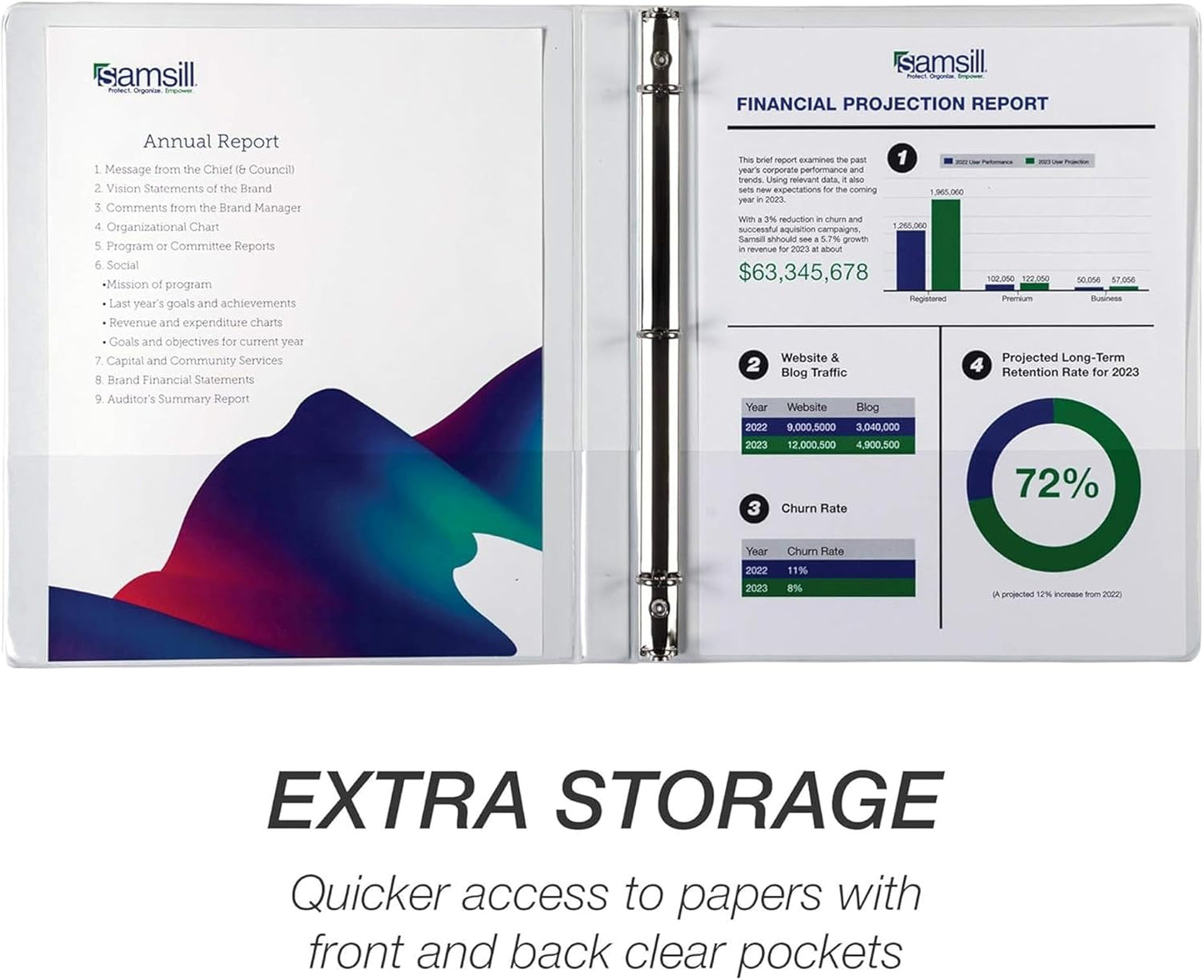 Samsill Economy 0.5 Inch 3 Ring Binder Bulk Pallet, Made in The USA, Round Ring Binder, Customizable Clear View Cover, White, Pallet of 768 Binders in 32 Cartons