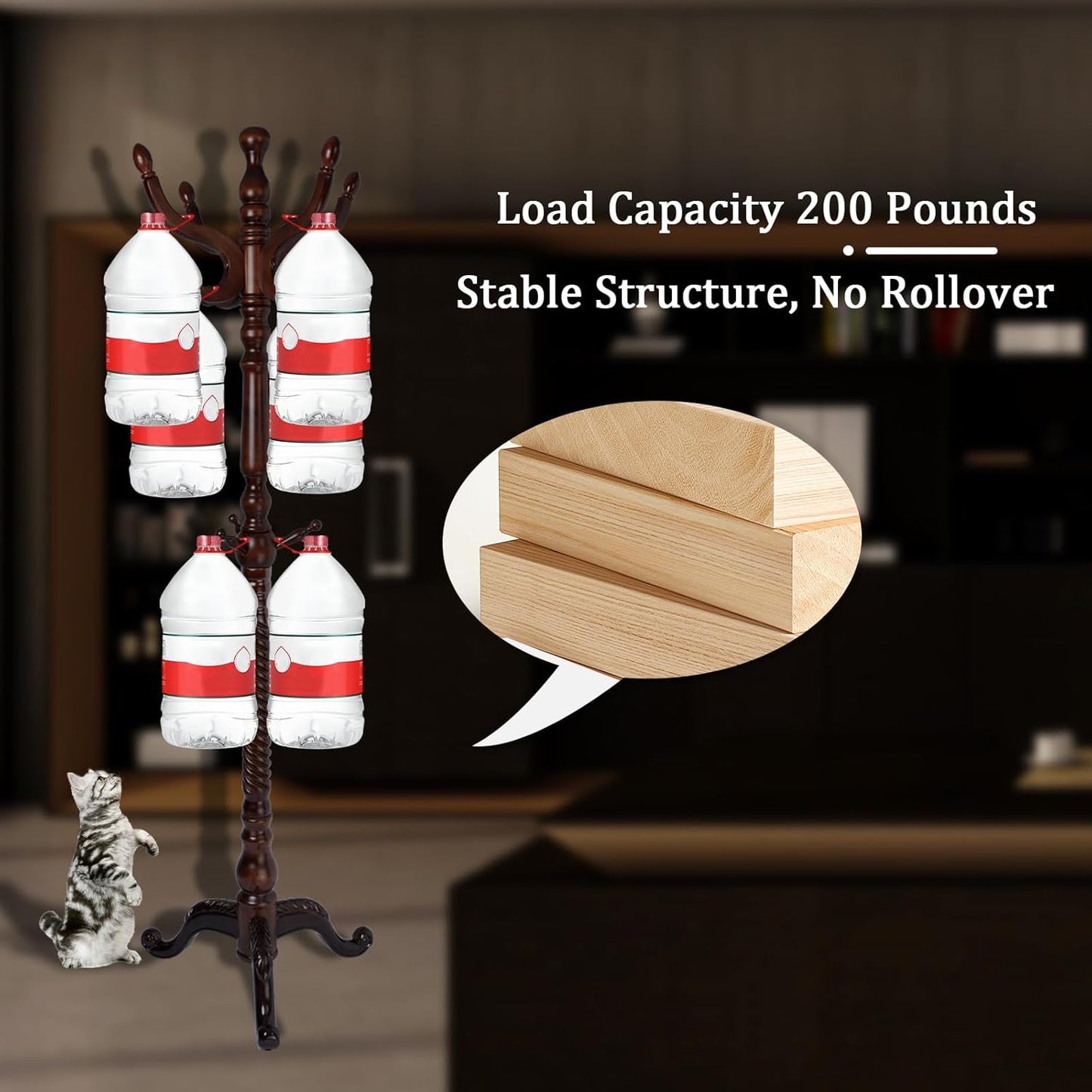 Coat Racks FreeStanding with 11 Hooks, Natural Wood Coat Rack with Tri-Legged Base, Adjustable Height Coat Racks, Easy Assembly for Hallway, Bedroom and Office (Walnut-Tri-Legged Base)