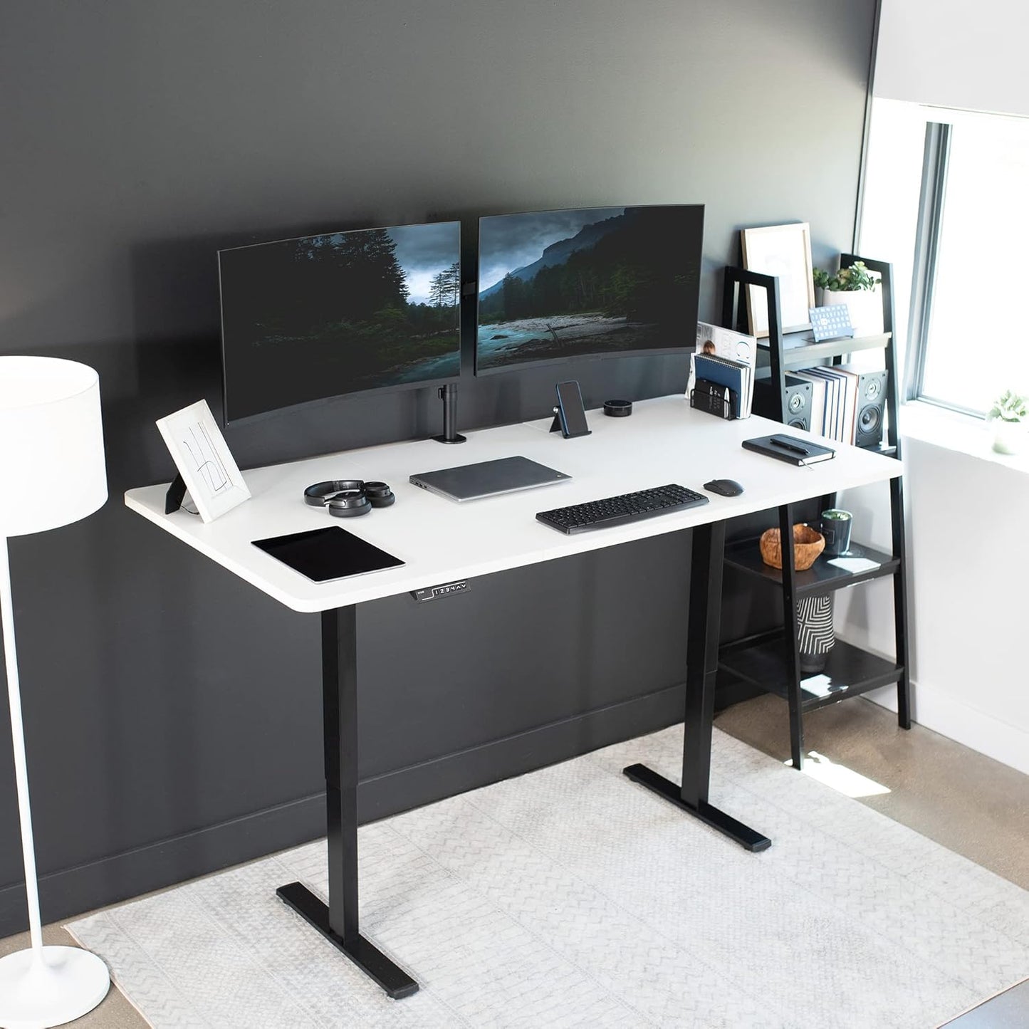 VIVO Electric 71 x 36 in Standing Desk, Memory Height Adjustment, 1B Series, White Top Black Frame, DESK-KIT-1B7W-36
