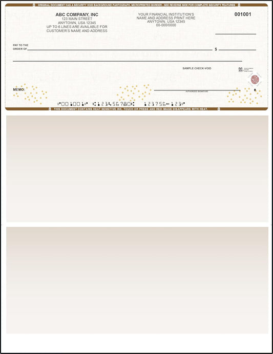 Tan High Security Checks on Top Compatible w/QB accounting software - Custom Computer Checks on Top (500)