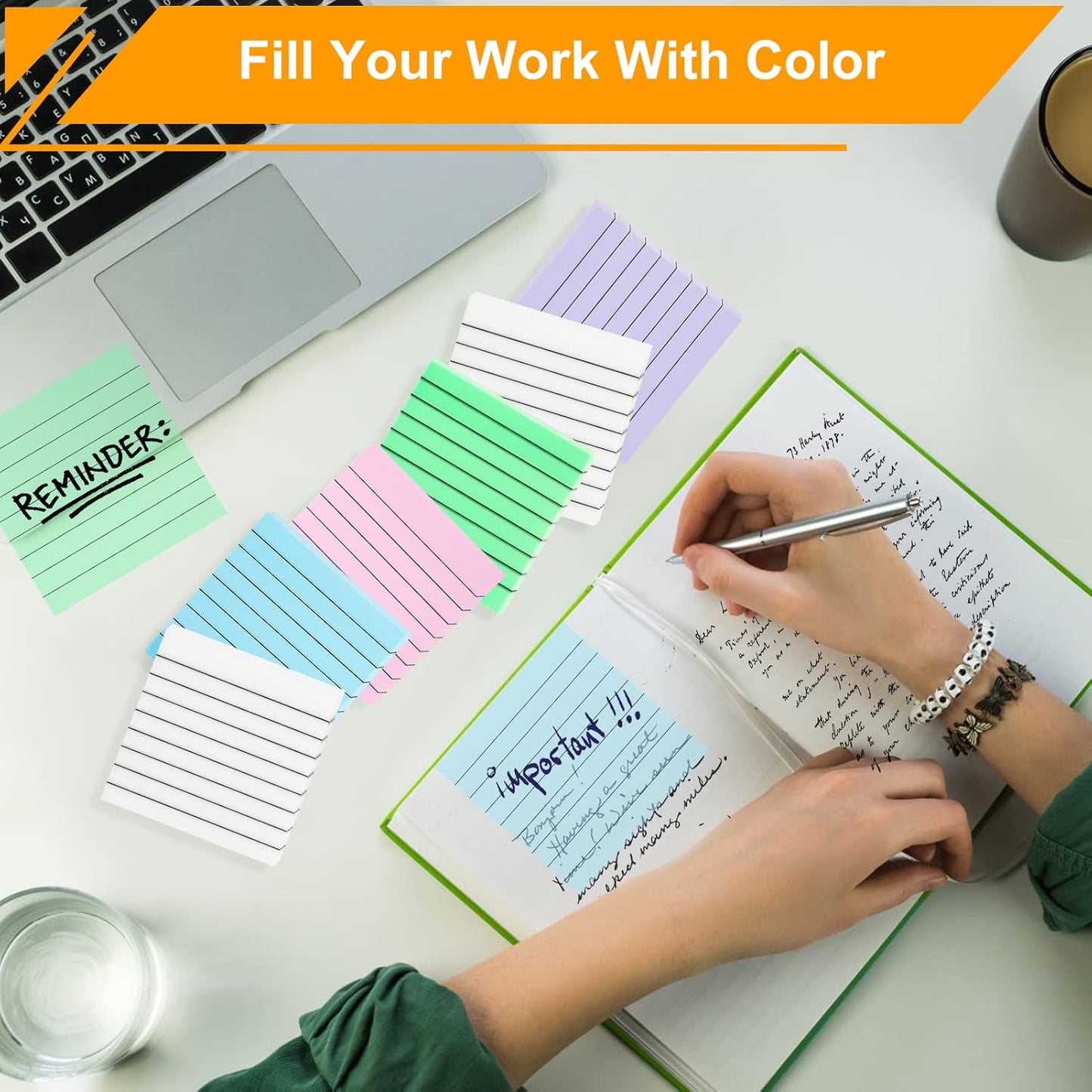 SYMDROMIA 6 Pads Lined Transparent Sticky Notes, 3"x3" 6 Soft Color Clear Translucent See Through Sticky Notes with Lines for Office School Planner Supplies Aesthetic Bible Annotation Markers Tabs