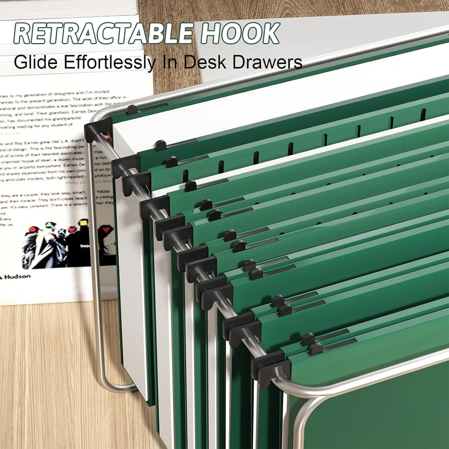 Plastic Hanging File Folder Letter Size,12 Pack Reinforced Heavy Duty Hanging Folders,Sturdy File Cabinet Folders,Green Hanging File Folders with Tabs,Hanging Folders for Filing Cabinet