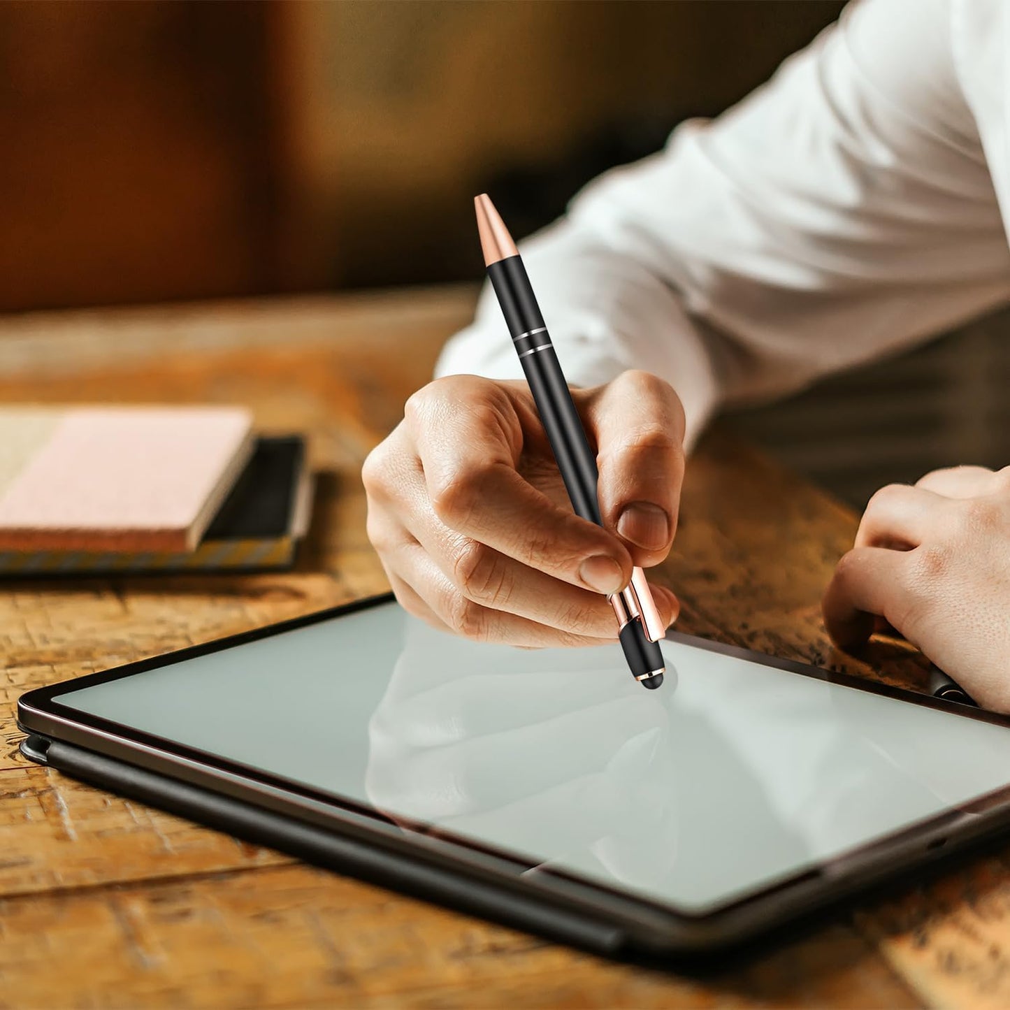 Aozora 18 Pack Ballpoint Pens Smooth Writing 2-in-1 Stylus Retractable Ballpoint Pen with Stylus tip Office Decor Metal Stylus Pen for Touch Screens 1.0mm Black Ink (9 Pens with 9 Refills)