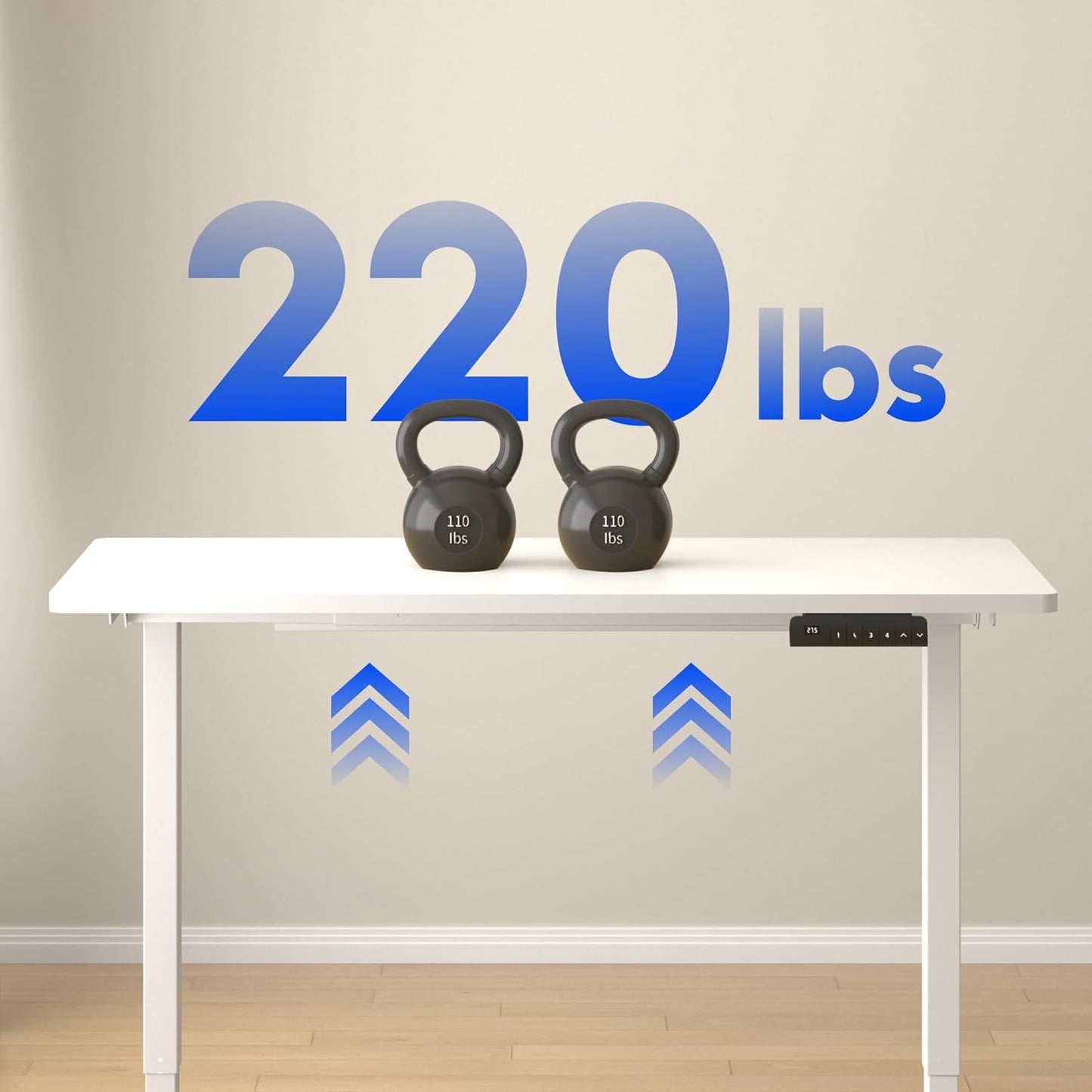 FLEXISPOT E3 Dual Motor Electric Standing Desk 60x24 Inch Whole-Piece Board Height Adjustable Electric Sit Stand Desk (White Frame + White Desktop, 2 Packages)