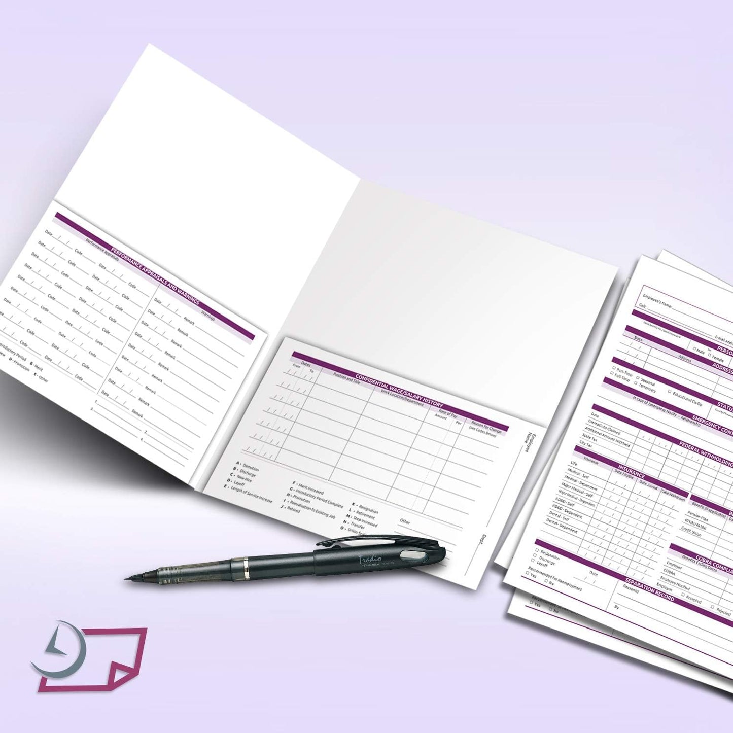 NextDayLabels Employee Personnel File Folders - 25-Pack Preprinted HR Folders with Secure Internal Pockets - Heavyweight White Cardstock for Discreet Employee Records - Made in USA