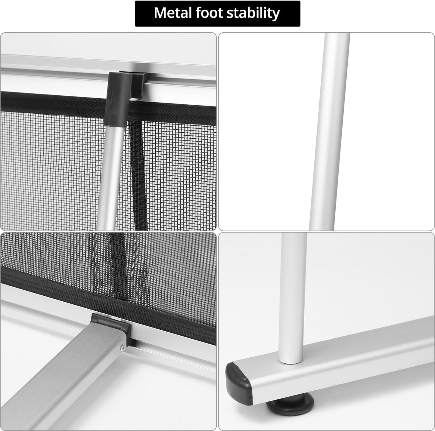 QWORK Portable Mesh Brochure Holder with 8 Pockets, Collapsible Design Standing Brochure Holder, 20" x 14" x 54" Metal Stability Stand