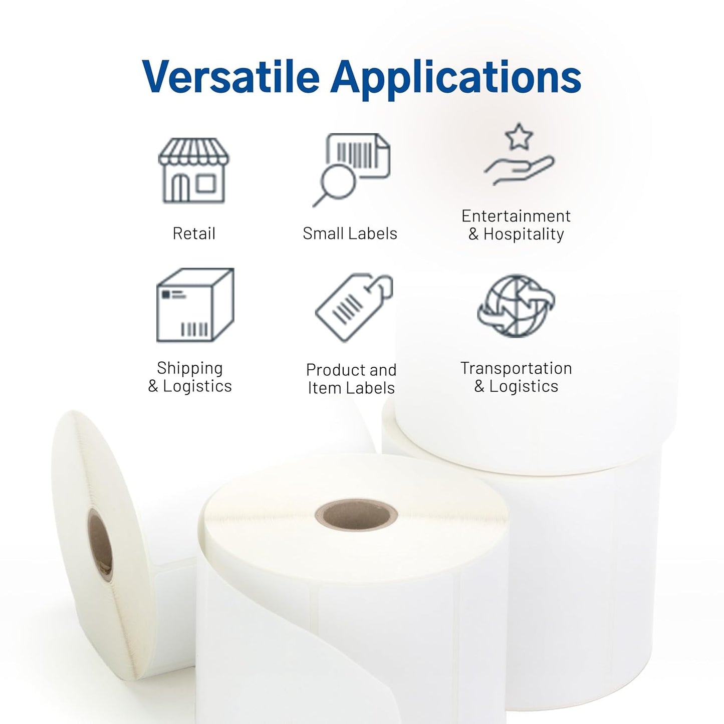 TSC Thermal Label Transfer Paper for Printers, Stickers and Labels for Postage, Receipts, Retail, Business, 4" Width x 2" Length, 1" Core, 5" Outer Diameter, White, 1250 Labels Per Roll, 4 Rolls