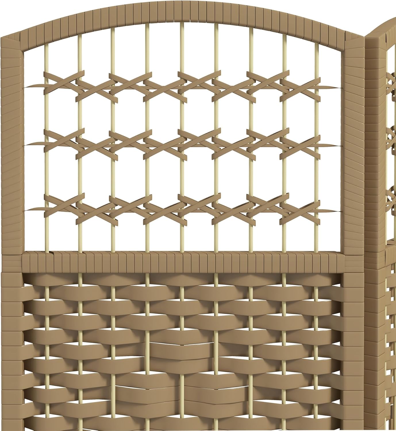 HOMCOM 3 Panel Room Divider, Folding Privacy Screen, 5.6' Room Separator, Wave Fiber Freestanding Partition Wall Divider, Natural