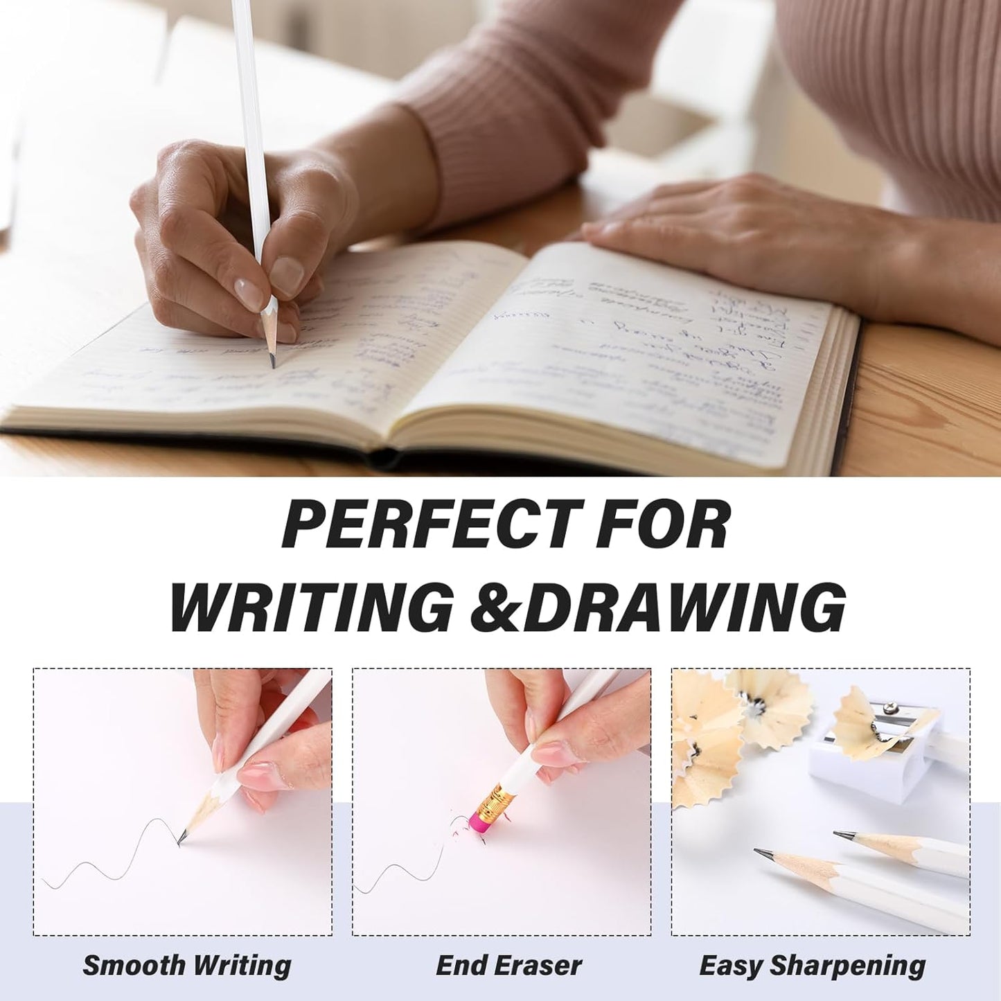 TecUnite 120 Pcs #2 HB Pencils with Eraser No 2 Unsharpened Wooden Hexagonal Pencils for Adults Gifts for School Exam art Learning Office Sketching(Pink Series)