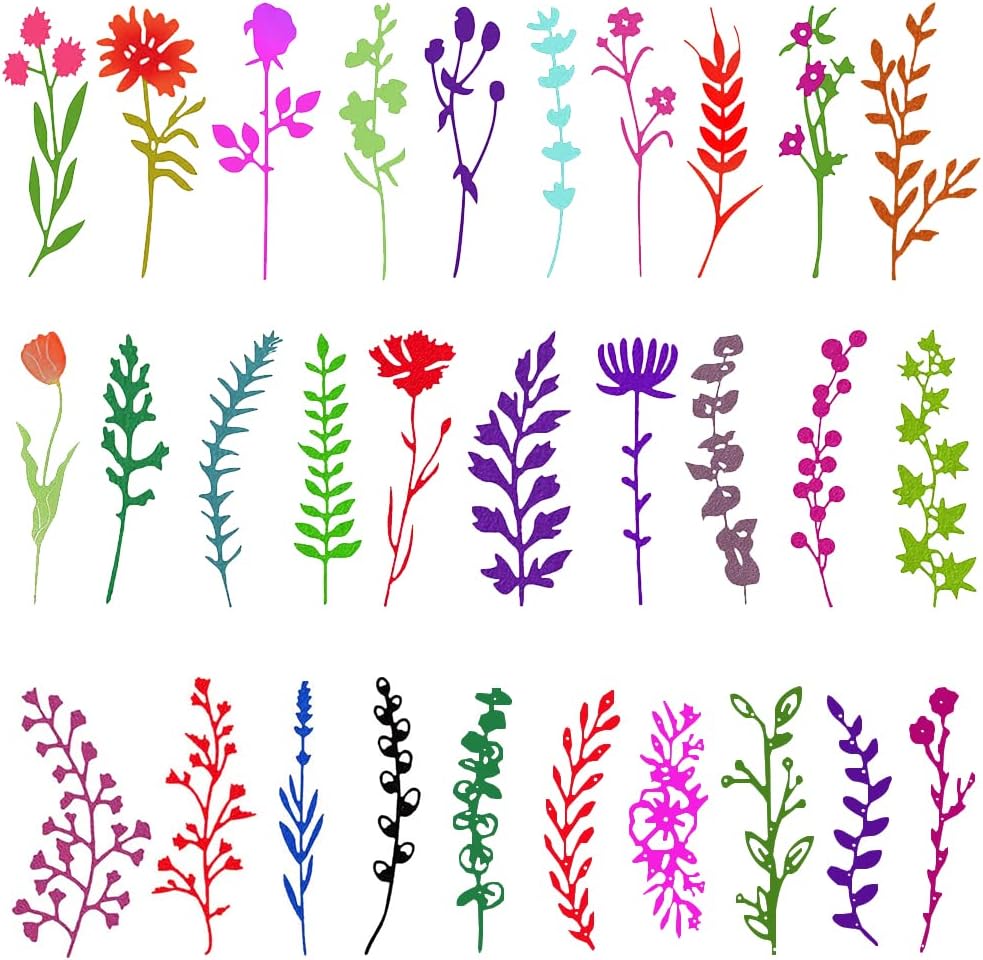 30 PCS Flower Die Cuts for Card Making, FineGood Wildflower Cutting Dies DIY Craft Die Cutters Embossing Stencils for Card Making Supplies