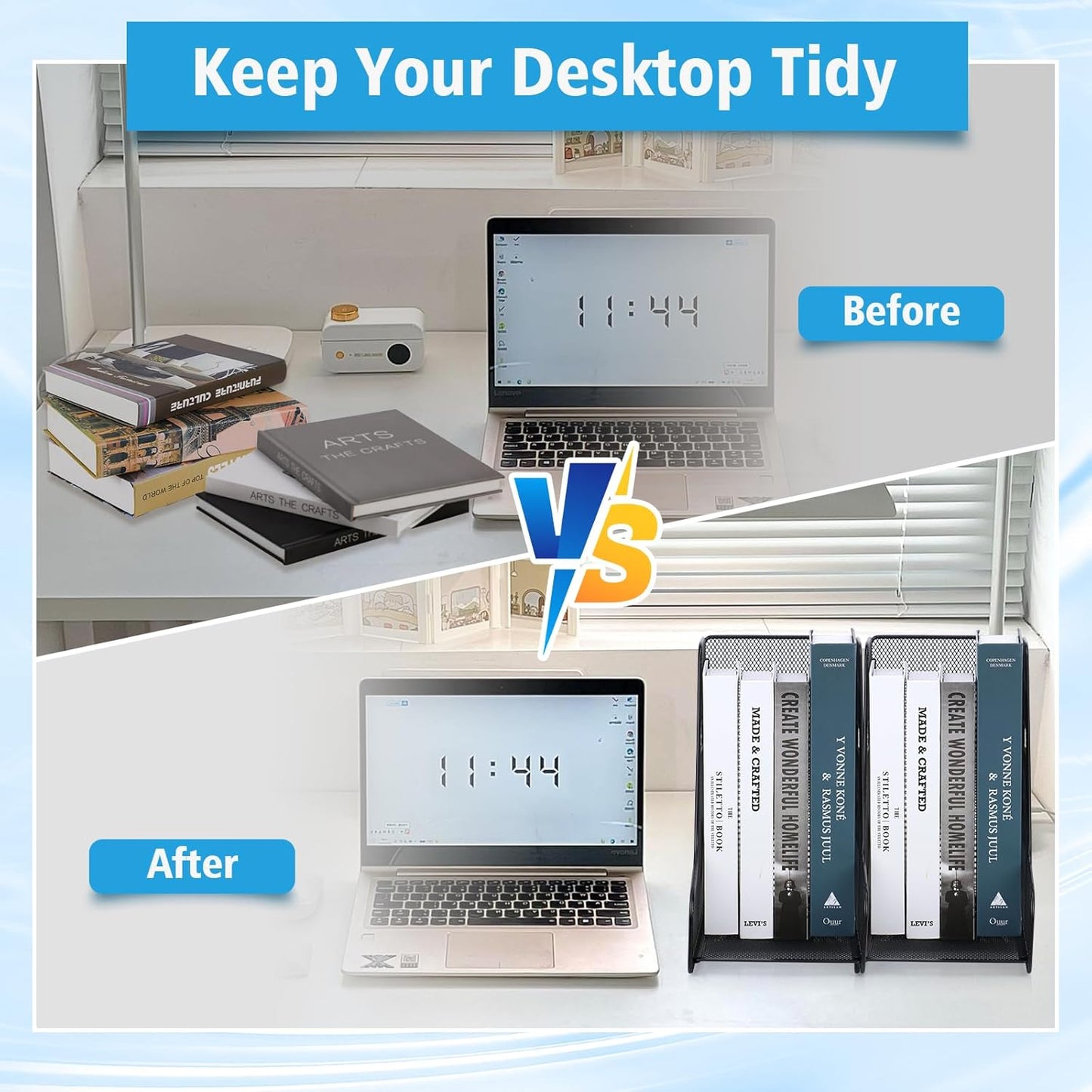 2 Pack Large Binder Folder Holder for Desk Metal Mesh Magazine File Holder Black Vertical File Storage Desktop Binder Organizer Desk Folder Organizer for 3Inch 4Inch 5Inch Binder 10" L x 6" W x 11" H