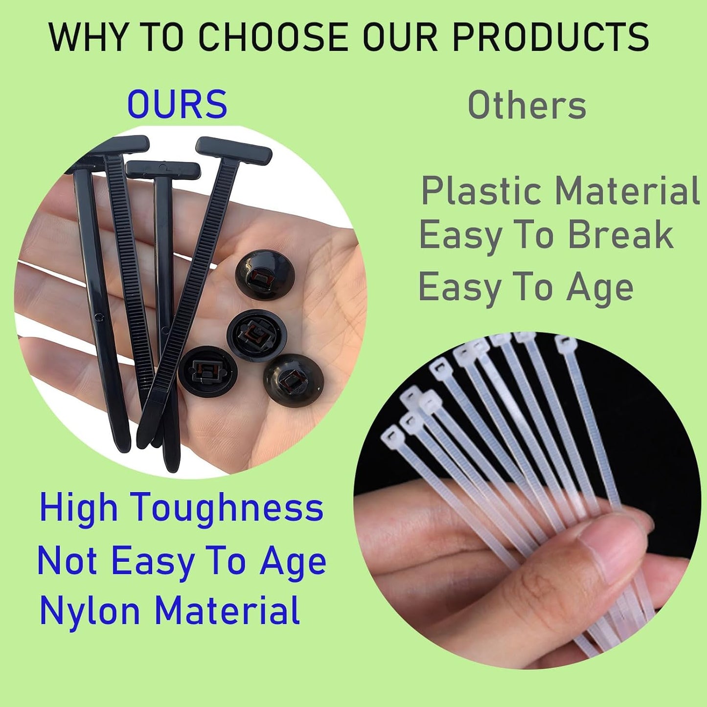 Upgraded Automotive Zipper Clips,Nylon Universal Cable Tie Buckle Self-Locking, Nylon Zip Ties Holders Kit [50+50Pcs Pin & Button] for Cars Fender Trunk Bumper Repair, Home & Garage