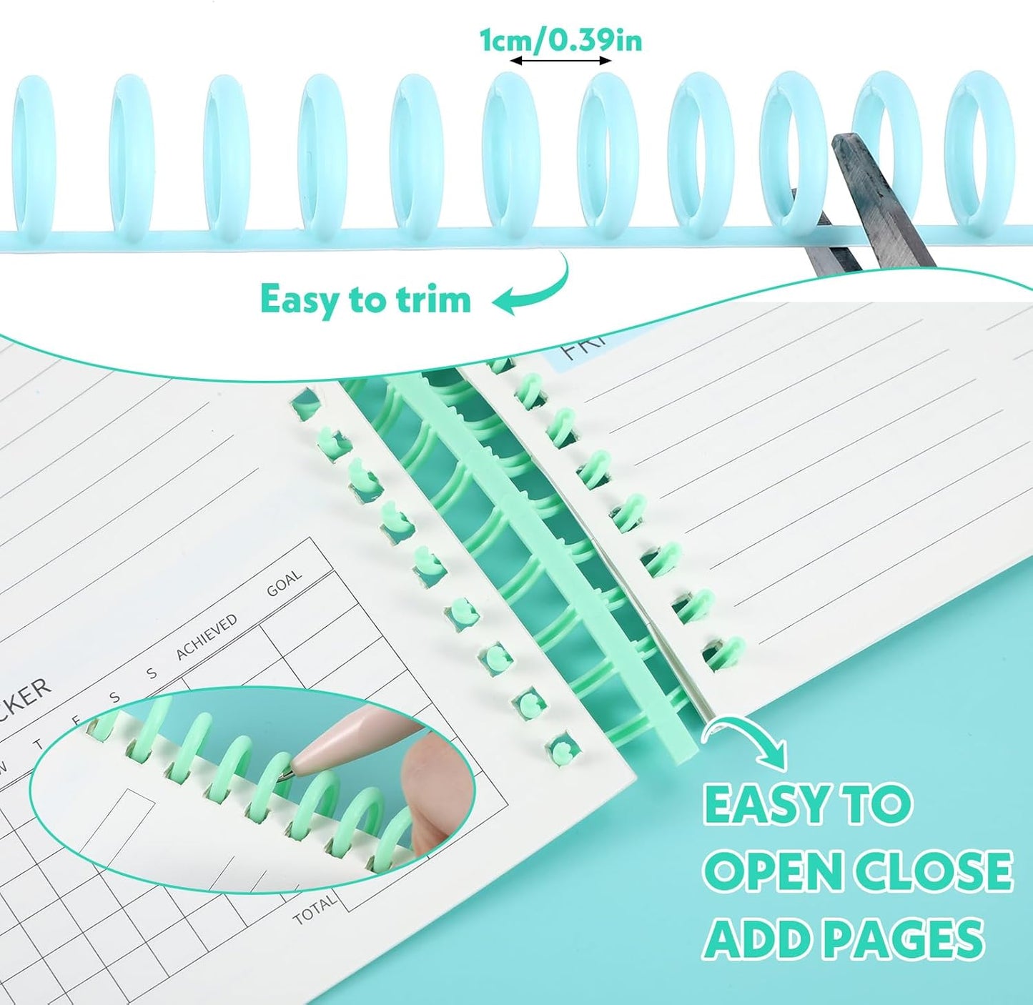 50 Pcs Plastic Binding Combs 1/2" Diameter 30 Ring Comb Binding Spines for Document Organization－85 Sheet Capacity（Multi-Color）