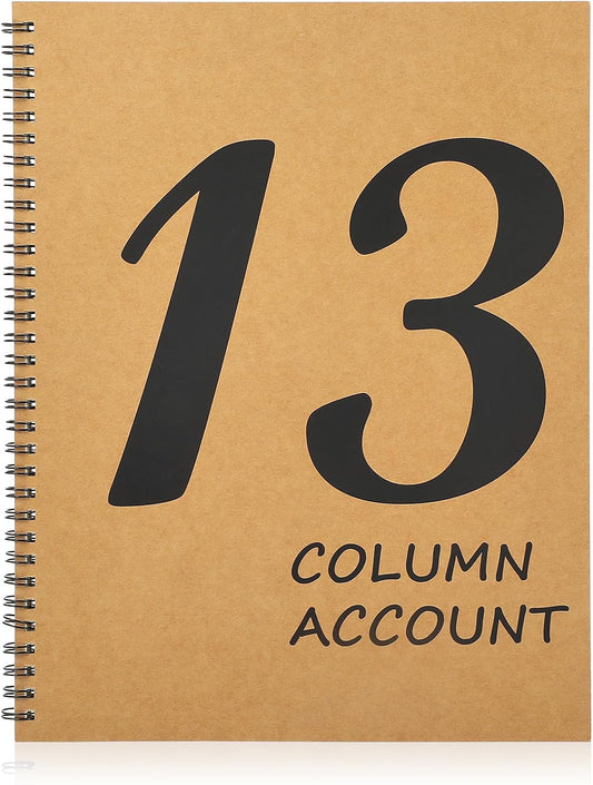 13 Column Ledger Book 8.5 * 11inch Account Book Notebook Columnar Pad Columnar Pad 13 Columns Premium Analysis Pad Kraft Paper Cover 100 Pages for Personal Use Small Business(50 Sheet)