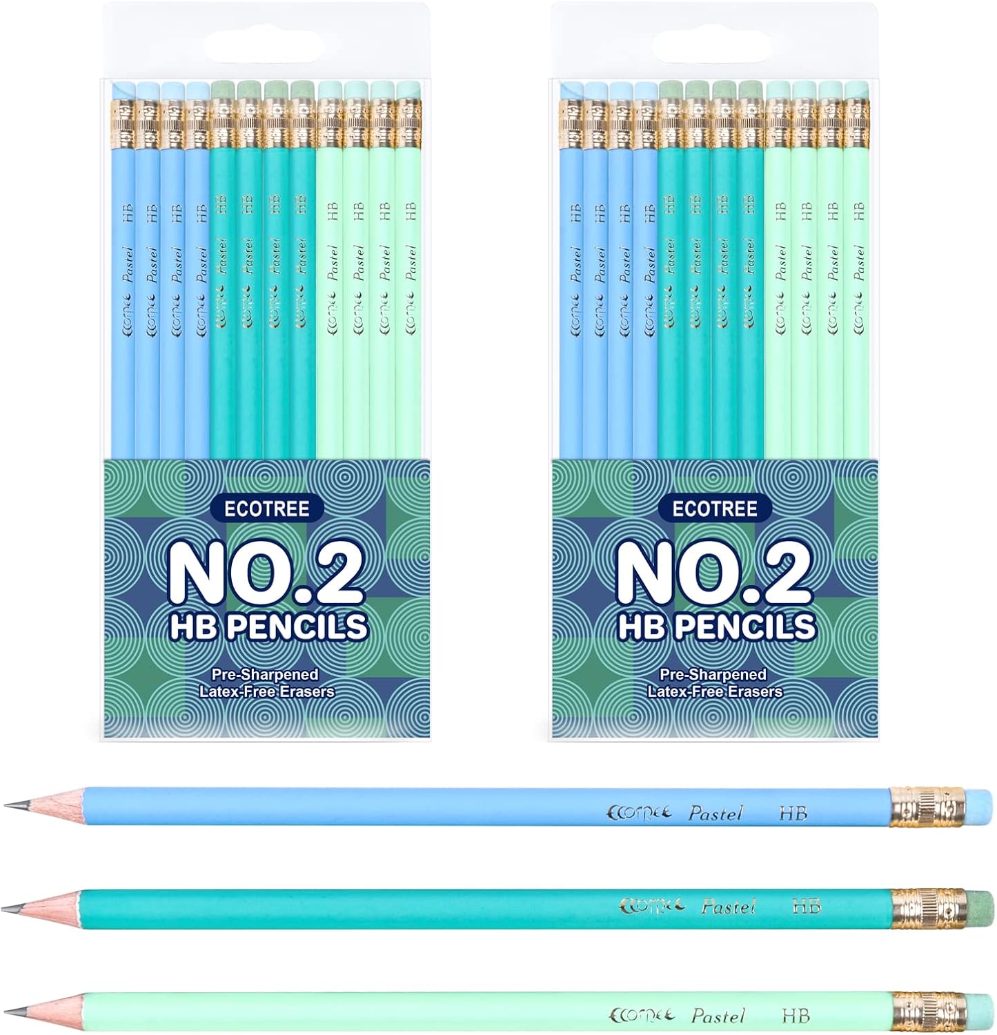 ECOTREE Pencils #2 Pre-Sharpened Pencils for Kids Number 2 Pencil with Erasers for School, Writing, 24 Count