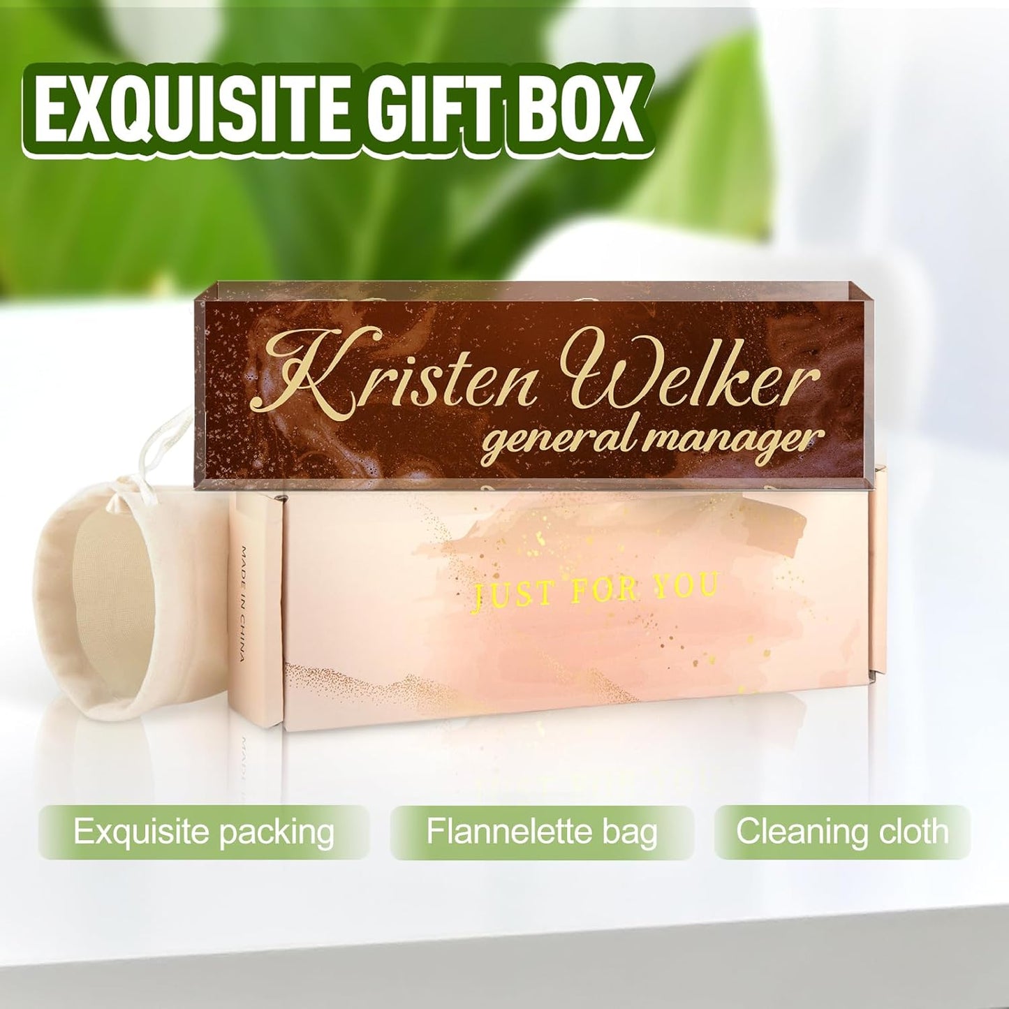 Name Plate for Desk, Desk Name Plate Personalized, Office Decor for Women Men, Acrylic Desktop Accessories, Office Appreciation Gifts for Boss Social Workers Nurse Teacher Employee (Deep Red)