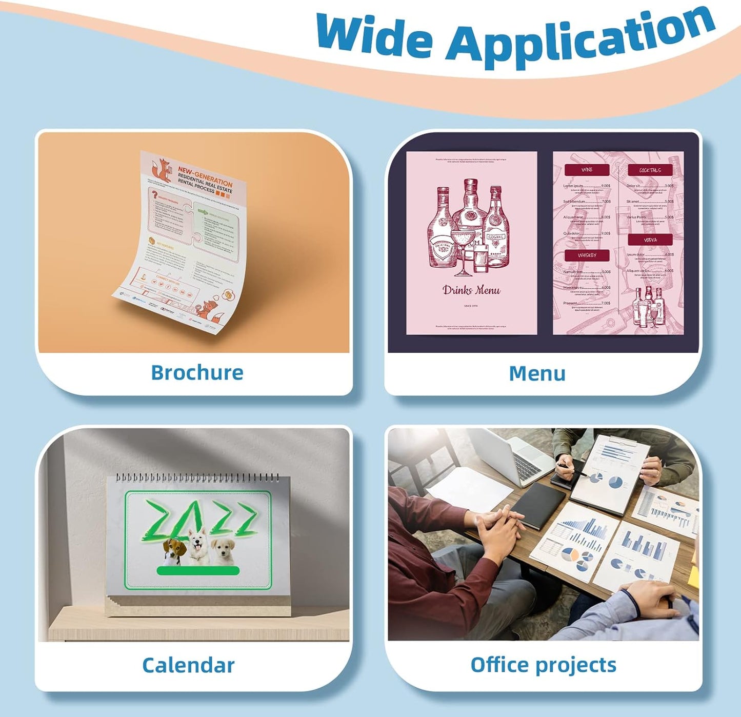 Uinkit 37lb Thin Flyer Paper Glossy 8.5x11 Inkjet 100 Sheets Single Side DIY Chip Bag 135gsm Printer Picture for Inkjet Printer with Dye Ink Letter size A4 Brochure (8.5X11X100)