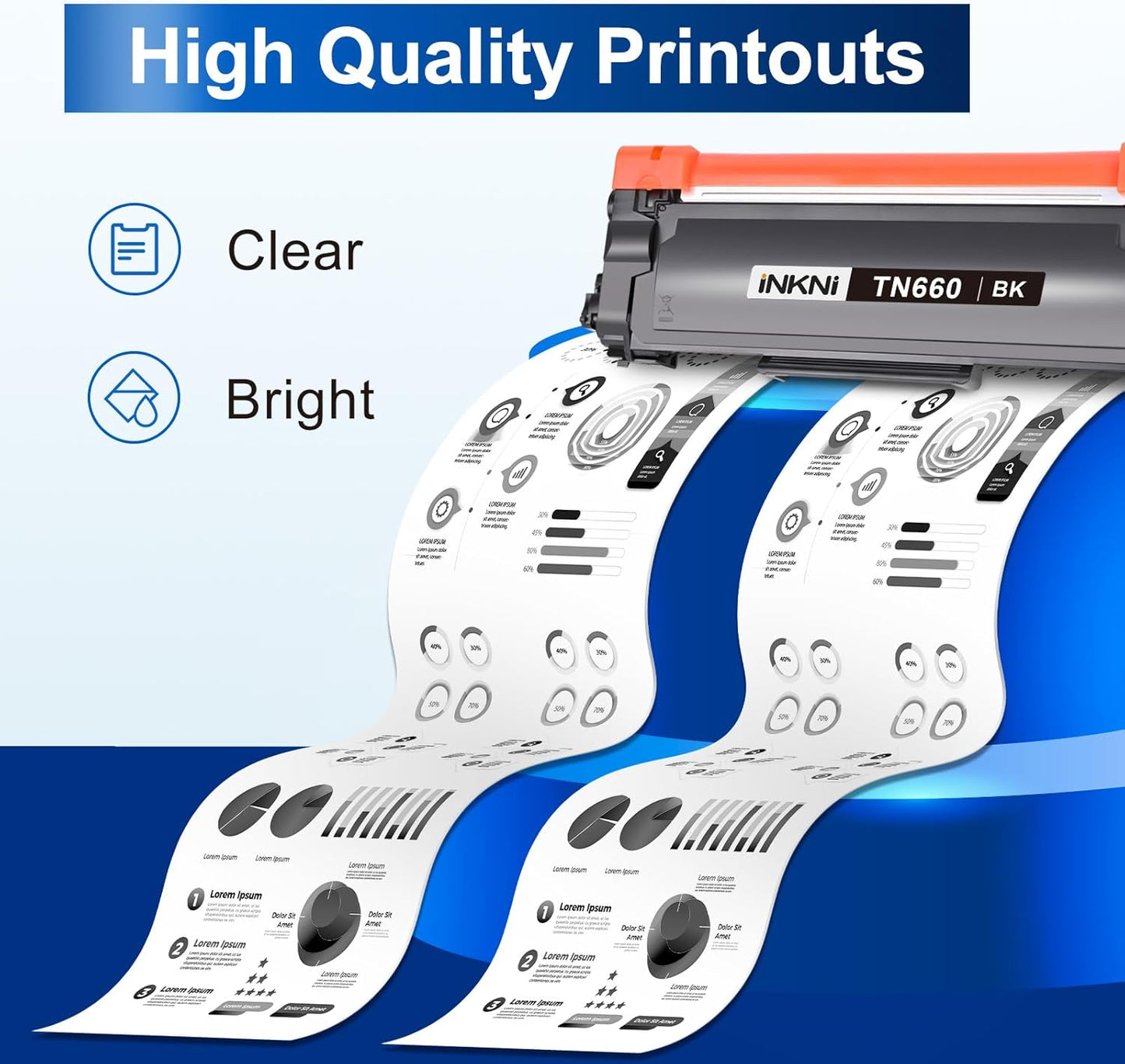InkNI Compatible TN660 Toner Cartridge Replacement for Brother TN660 TN630 High Yield Compatible for Brother HL-L2300D DCP L2540DW HL L2320D HL L2360DW HL L2380DW MFC L2700DW Printer (Black, 4-Pack)