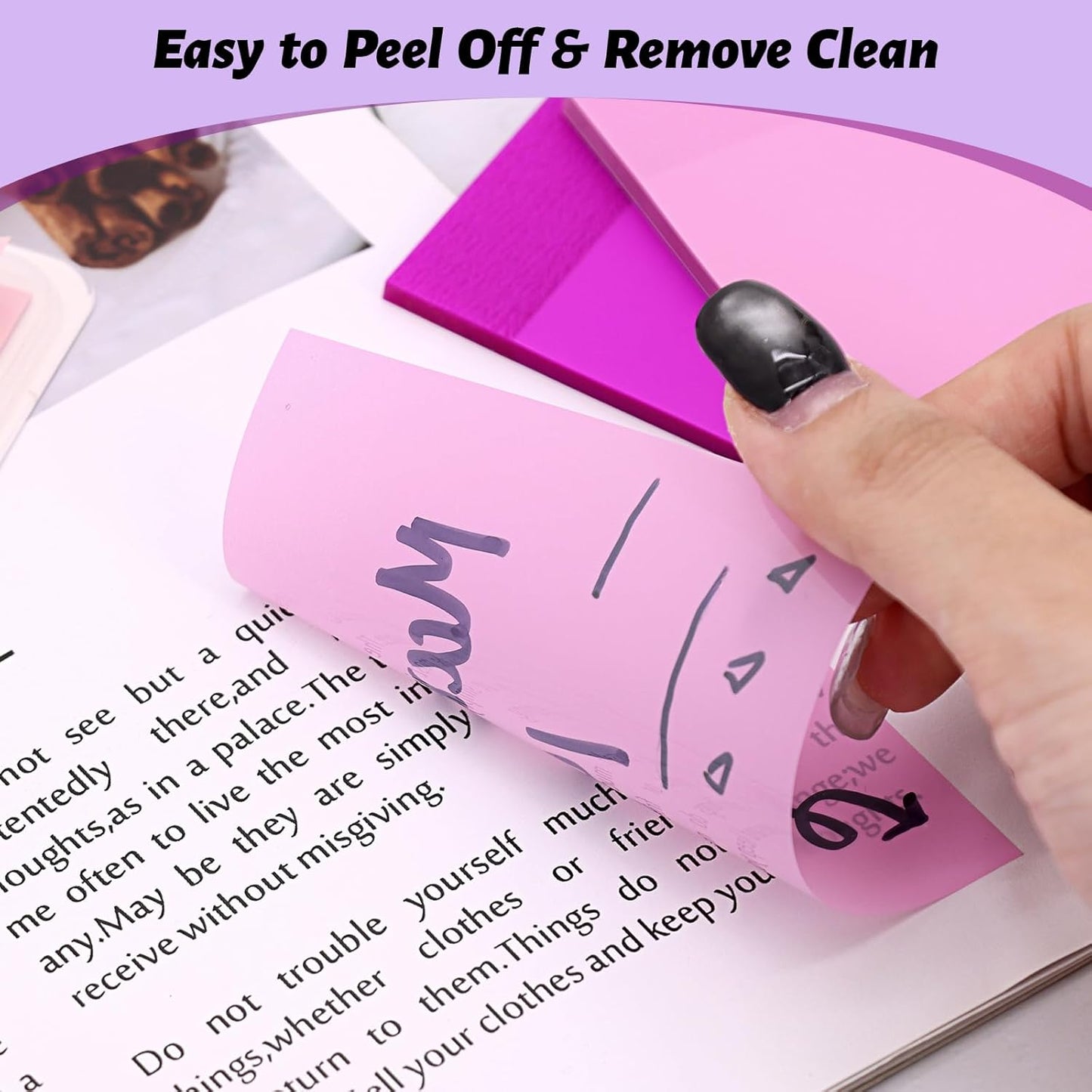 ‎SYMDROMIA Transparent Sticky Notes, 3"x3" Clear Post Translucent Sticky Notes with See Through Self-Adhesive Sticky Pads for Office School College Supplies, 800 Sheets Lavender Purple