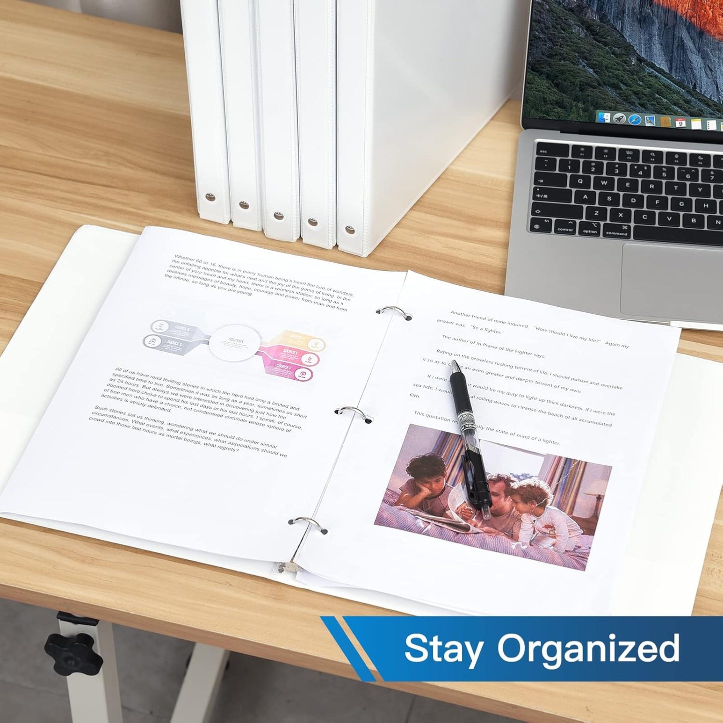 Basic 3 Ring Binder -1 or 1/2'' Binders with Roung Ring Binder, Large 100/200 Sheet Capacity, Fit 8.5" x 11" US Letter Size Paper, 12 Pack White (0.5'' White - 36 Packs)