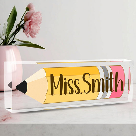 Teacher Name Plate for Desk, Acrylic Desk Name Plate Personalized Office Desk Decor, Teacher Appreciation Gifts Beast Teacher Gifts