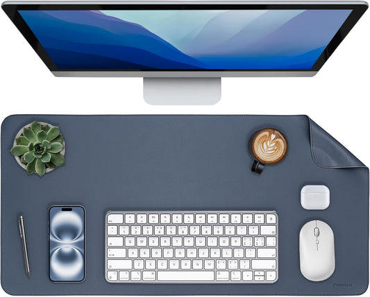 Oversized Non-Slip Desk Pad Protector – Grips Desk Firmly, Anti-Slip Like You've Never Seen! Vegan Leather Waterproof Laptop Mat for Keyboard & Mouse – Large Office Pad– Dusk Navy