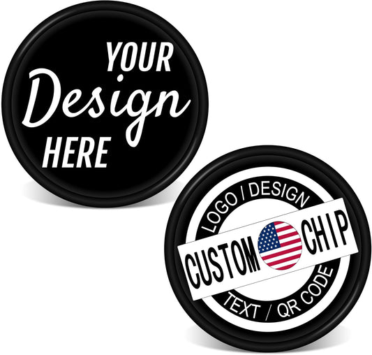 500 Personalized Plastic Chips, Custom Poker Chip, Print Your Logo Image or Text, Good for Golf Ball Markers, Challenge Coins, Business Cards, Drink Tokens