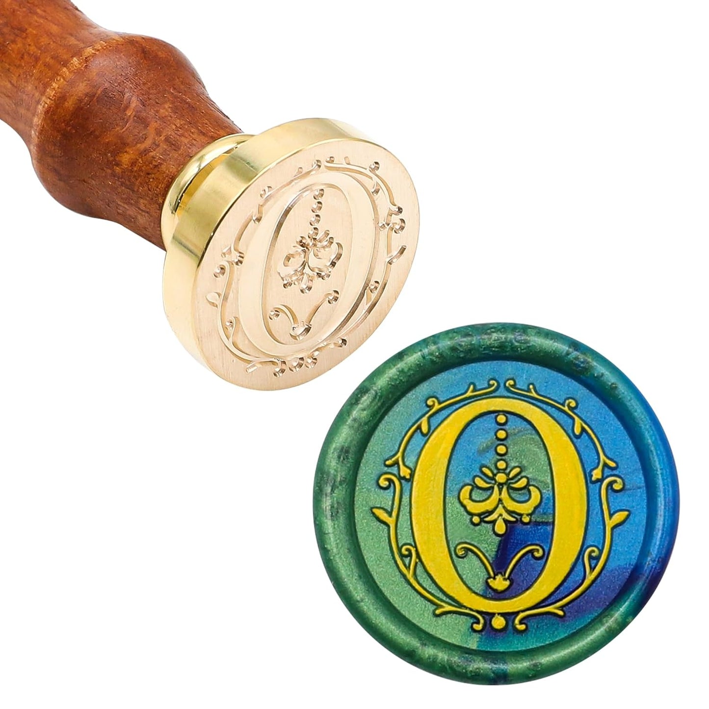SWANGSA Initial Alphabet O Wax Seal Stamp Kit, Classic Retro Letter Sealing Stamp with 200pcs Sealing Wax Beads Kit for Wedding Invitations Cards Envelopes (O)