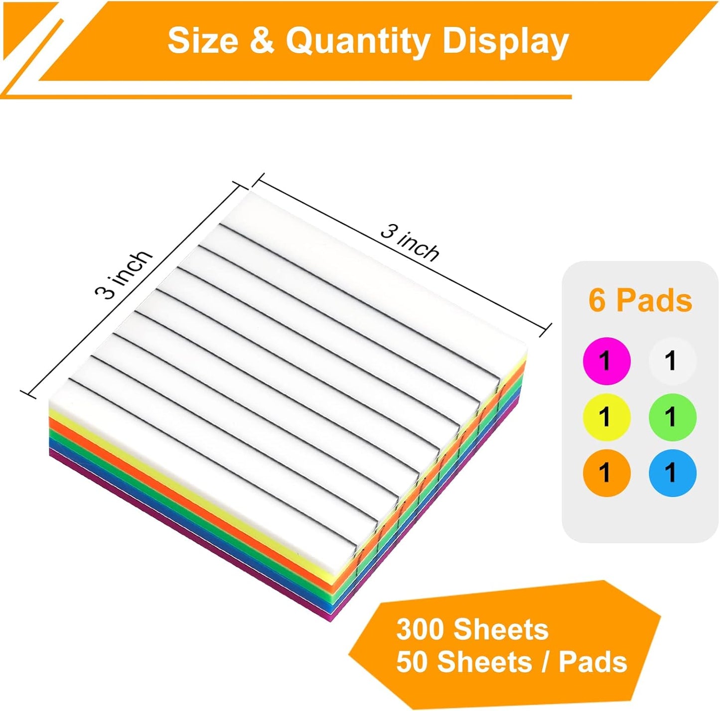 6 Pads Pop Up Transparent Sticky Notes Lined, 300 Sheets 3x3 inch Clear See Through Translucent Sticky Notes with Lines 6 Bright Color Pop-Up Pads Match Post Dispenser Office School Home Supplies