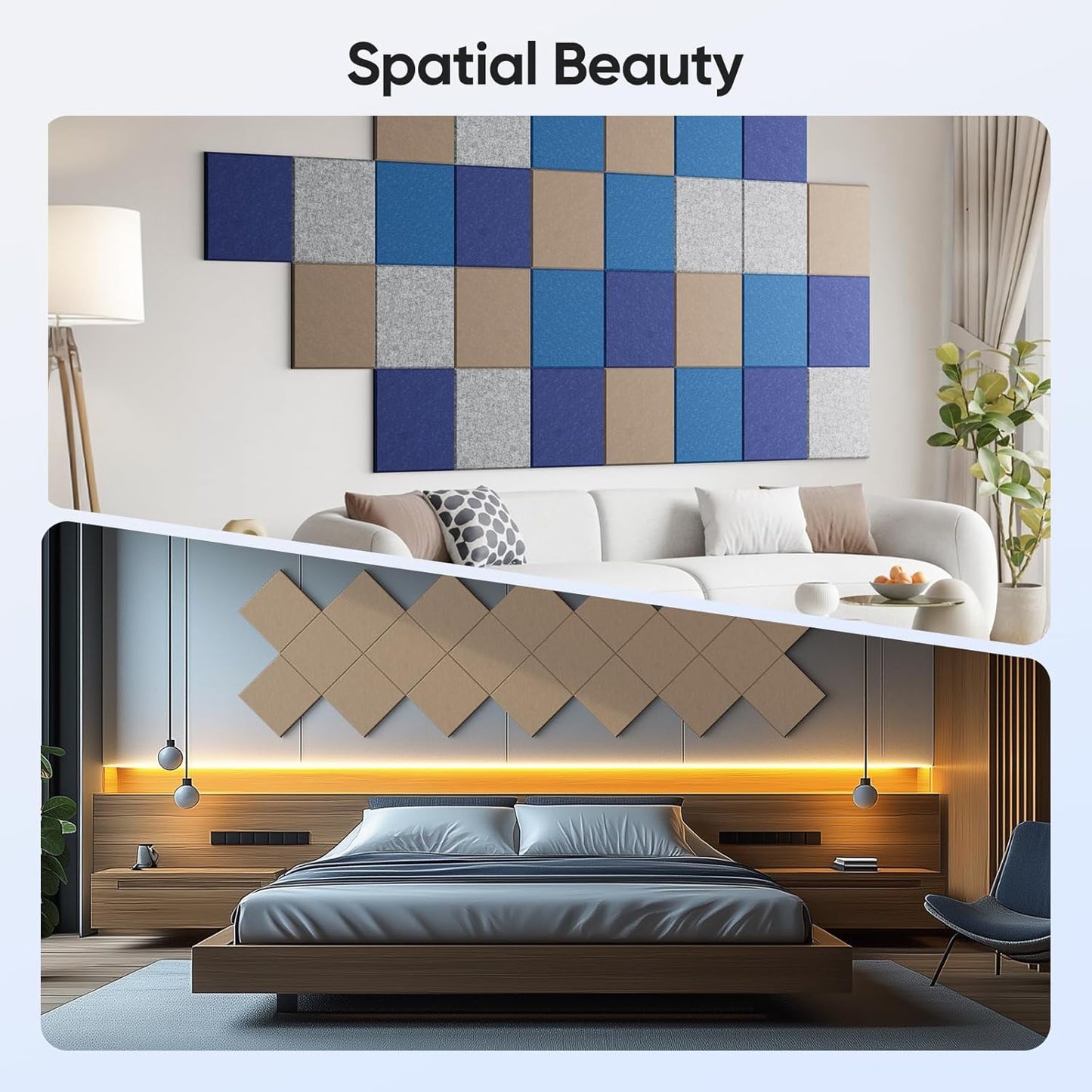 12 Pack 12" X 12" X 0.4" Acoustic Panels for Wall Sound Absorbing,Square Self-Adhesive Sound Panels, High Density Suitable for Multiple Scenarios(Dark Camel)