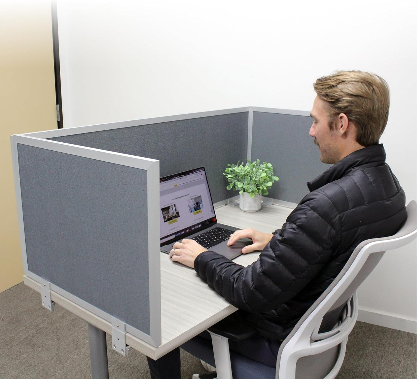 OBEX Acoustic Mounted Screen Privacy Panel Table Top Separator, Sound Blocking Desk Divider (Graphite, 24" X 42")