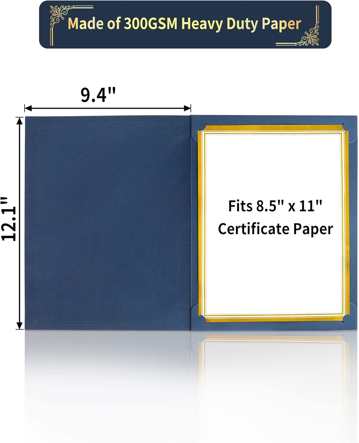 GNL Certificate Holders - 10 Packs Navy Blue Diploma Holders, Certificate Covers with Gold Foil Border, for Letter Size 8.5 x 11 Certificate Paper, Award, Graduation, Documents