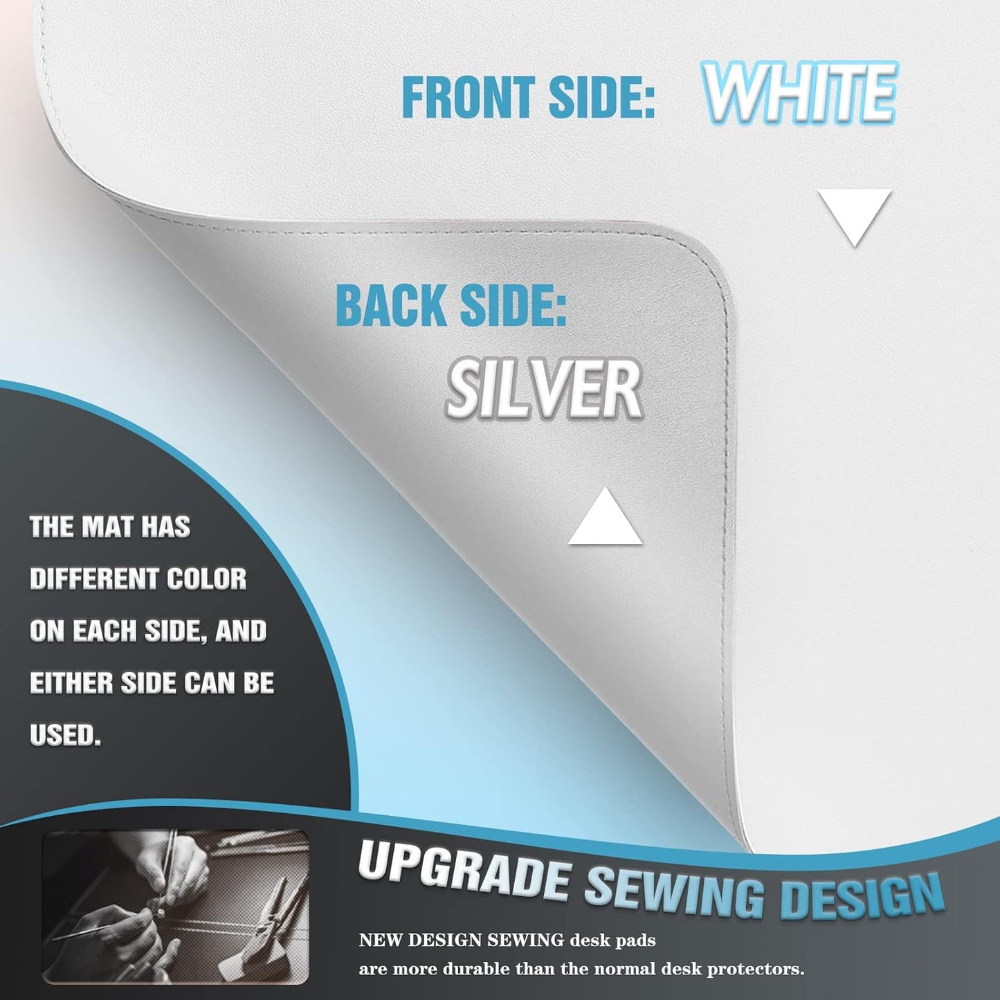 K KNODEL Desk Mat, Blotter, Dual-Sided Office Desk Pad, Waterproof Desk Mat for Desktop, Desk Blotters, PVC Leather Pad Protector (White, 35.4" x 17")