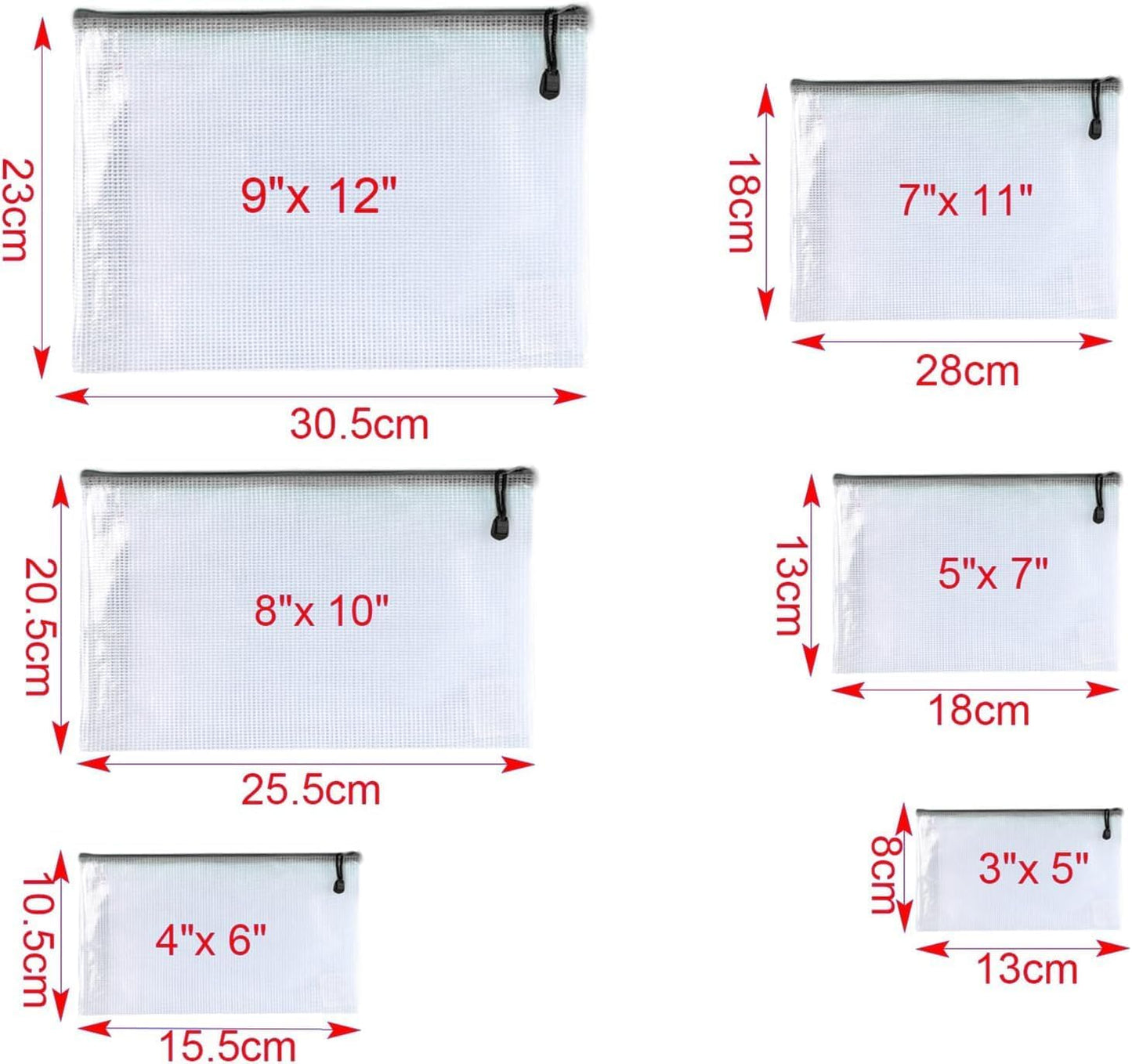 Oaimyy-Plastic Mesh Zipper Pouch Document Folders Bag Zipper Zip File Folders for Puzzles Games,Board Game Organization,Organizing Classroom Office Storage (Black, 4"x 6")