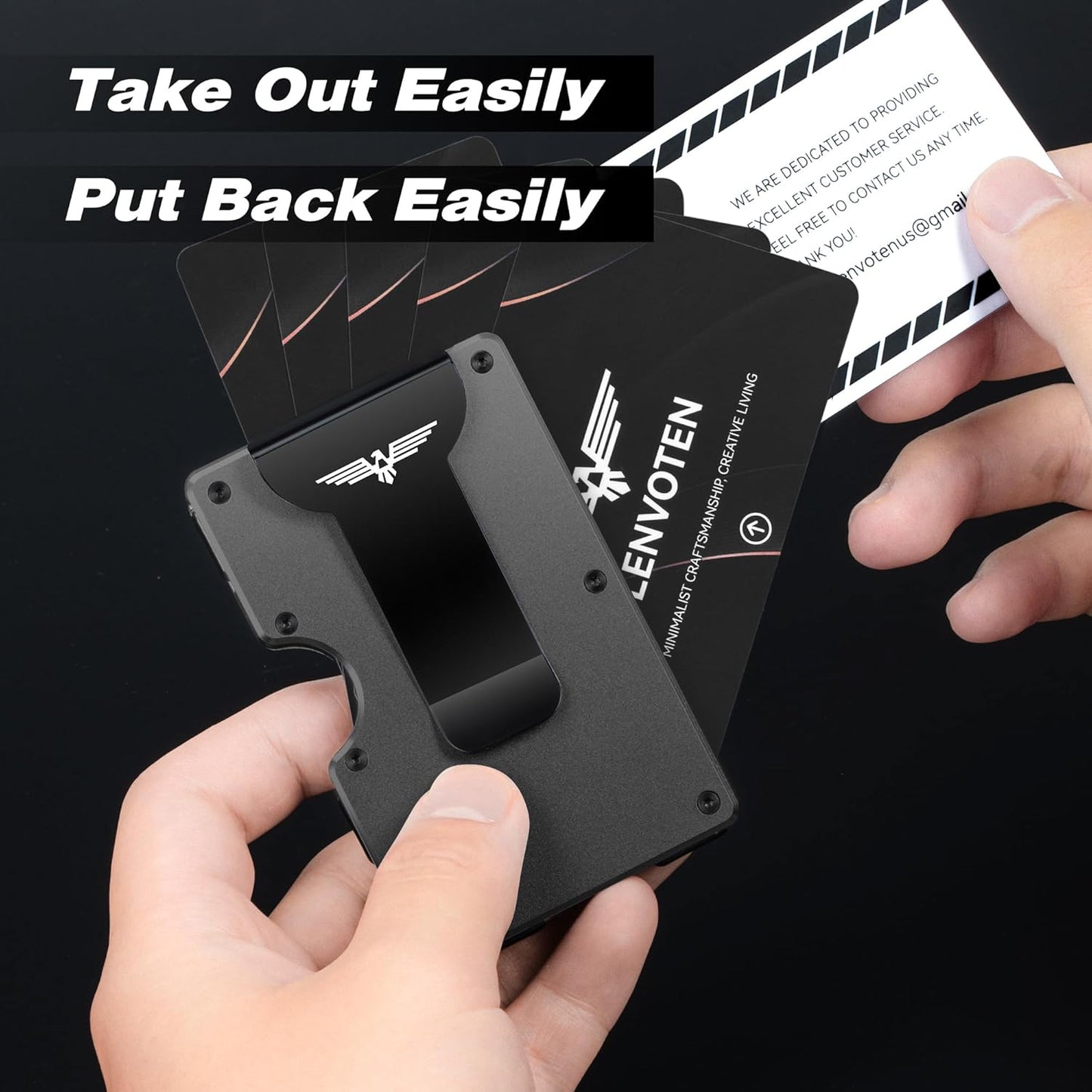 Minimalist Wallet for Men, Metal Wallet with Money Clip, Slim Compact Wallet, RFID Blocking Card Holder, Metal Aluminum Credit Card Holder, Holds up to 20 Cards