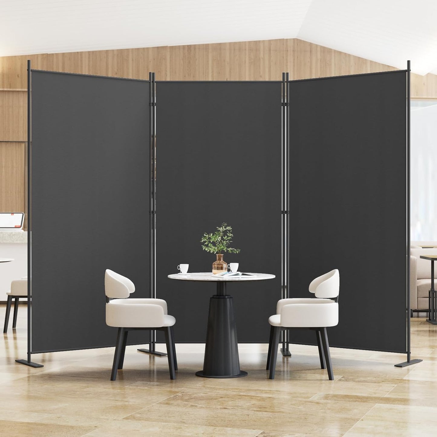 Helios&Hestia 3-Panel 6 ft Tall Indoor Folding Room Divider, Portable Privacy Screen, Freestanding Partition Separator, Temporary Wall Separation for Bedroom, Office, 102" W X 71" H, Dark Grey