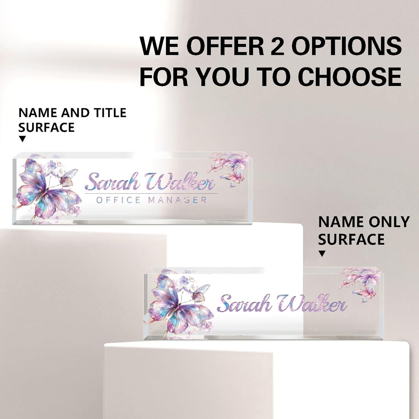 Name Plate for Desk, Desk Name Plate Personalized, Office Decor for Women Men, Acrylic Desktop Accessories, Office Appreciation Gifts for Boss Social Workers Nurse Teacher Employee (Galaxy)