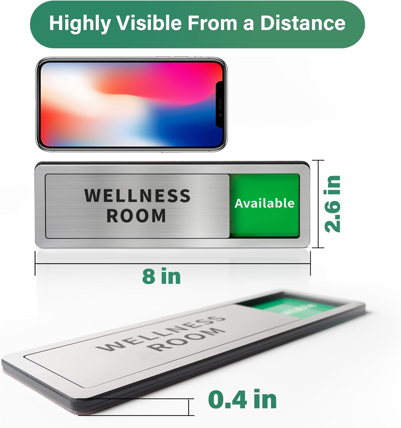 2 Pack Wellness Room Door Signs Do Not Disturb, In Use/Available Slider Sign for Home Office, Wellness Conference Vacant Occupied Privacy Slide Door Sign, Brushed Silver 8" x 2.6"