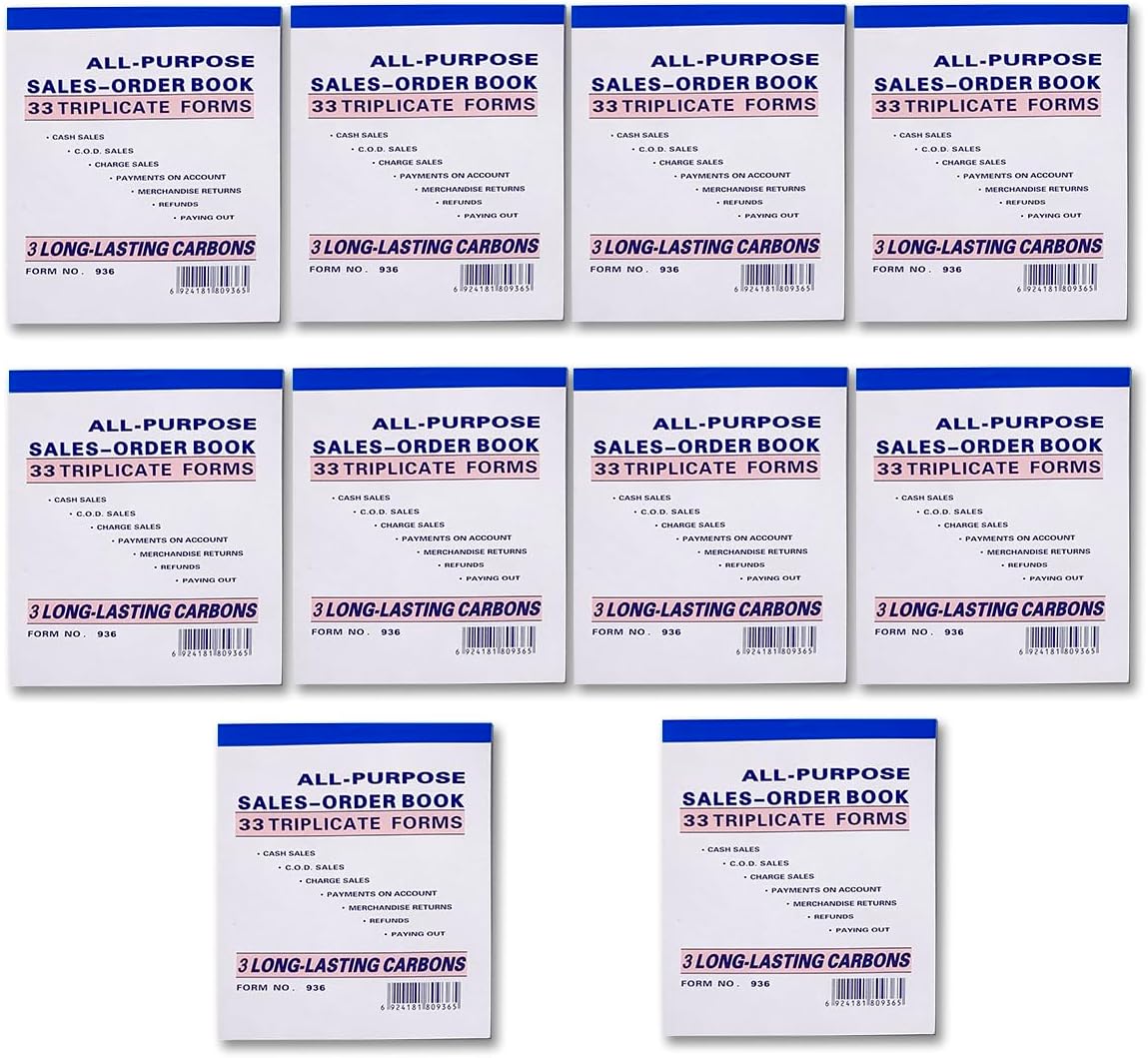 Sales Order Book 33 Triplicate Forms Carbonless 3 Copy's - Wholesale Lot of 10